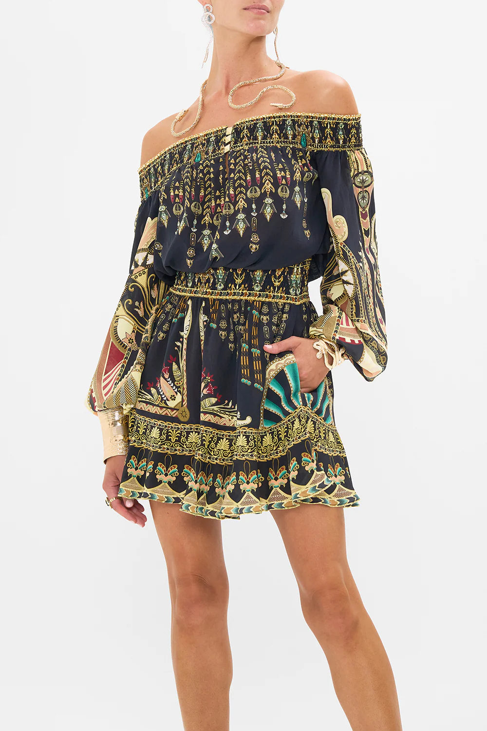 CAMILLA Off Shoulder Short Dress They Called her Nefrertari Magpie Style