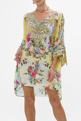 CAMILLA Tie Sleeve Short V Neck Kaftan - Flor Fantastica