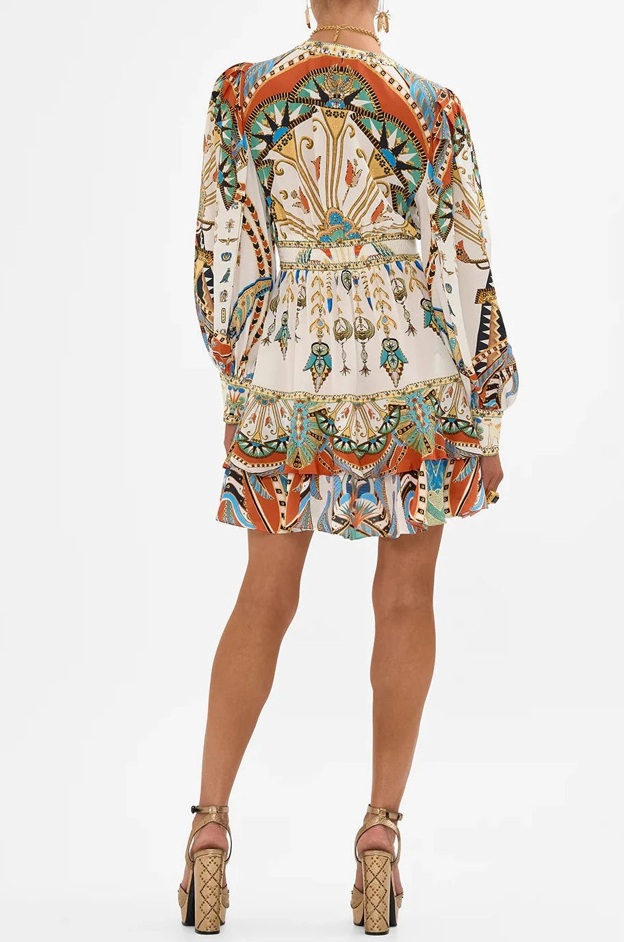 CAMILLA - Button Front Frill Dress Valley of the Queens - Magpie Style