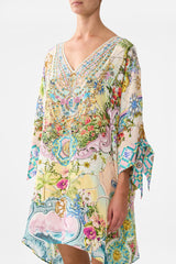 CAMILLA Tie Sleeve Short V Neck Kaftan - Just Coasting