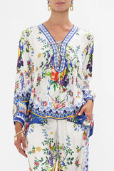 CAMILLA Lace Up Blouse - Tiles Darls