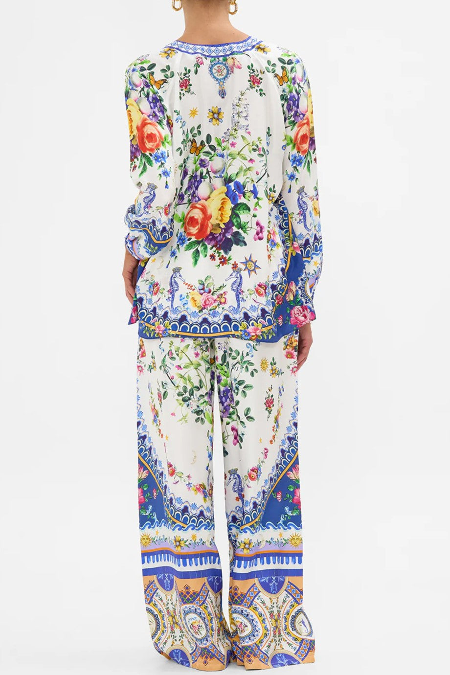 CAMILLA Lace Up Blouse - Tiles Darls - Magpie Style