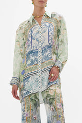 CAMILLA Long Line Shirt with Yoke & Button Detail - Jardim Party