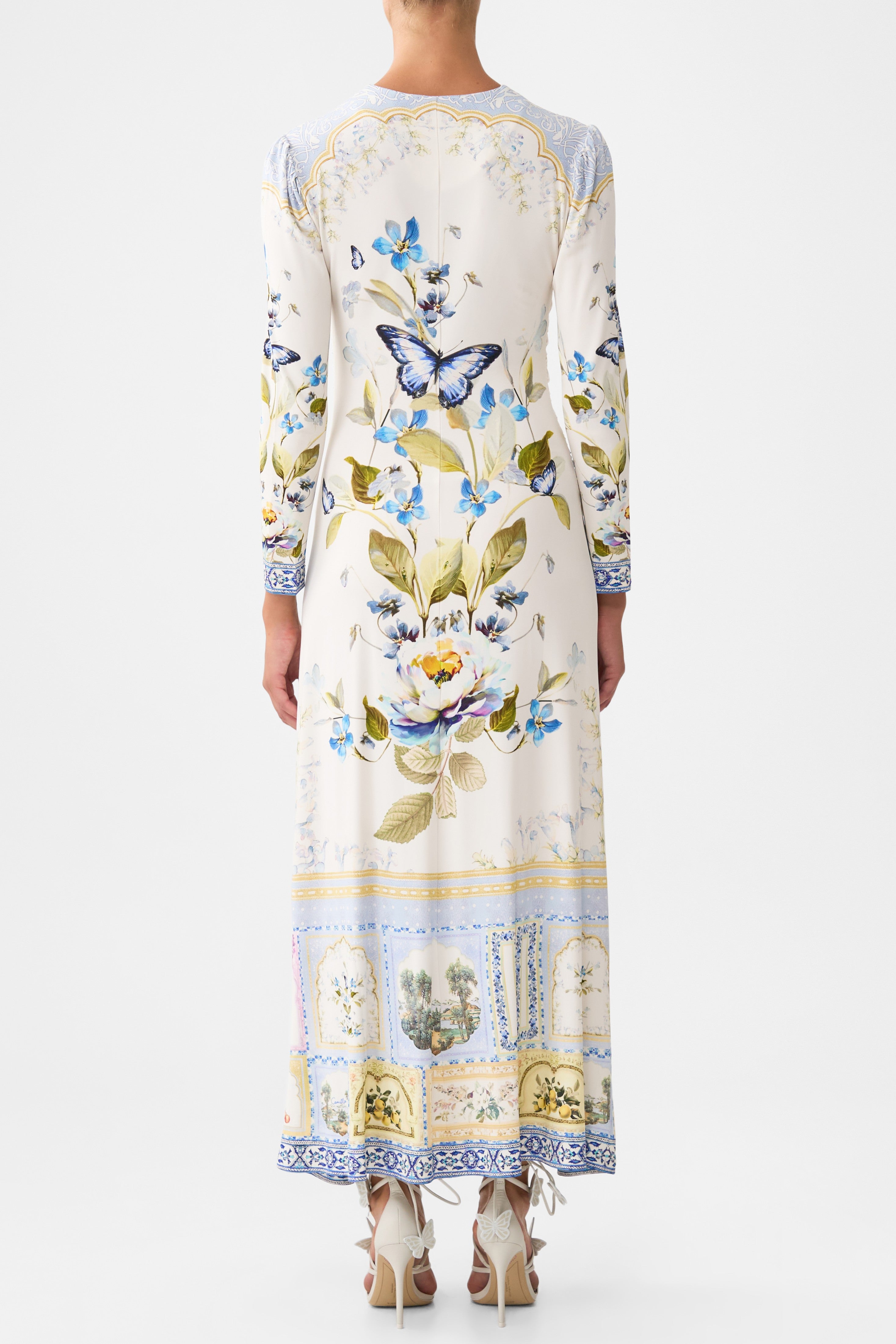 CAMILLA Gathered Jersey Long Dress - Botanical Ballads - Magpie Style