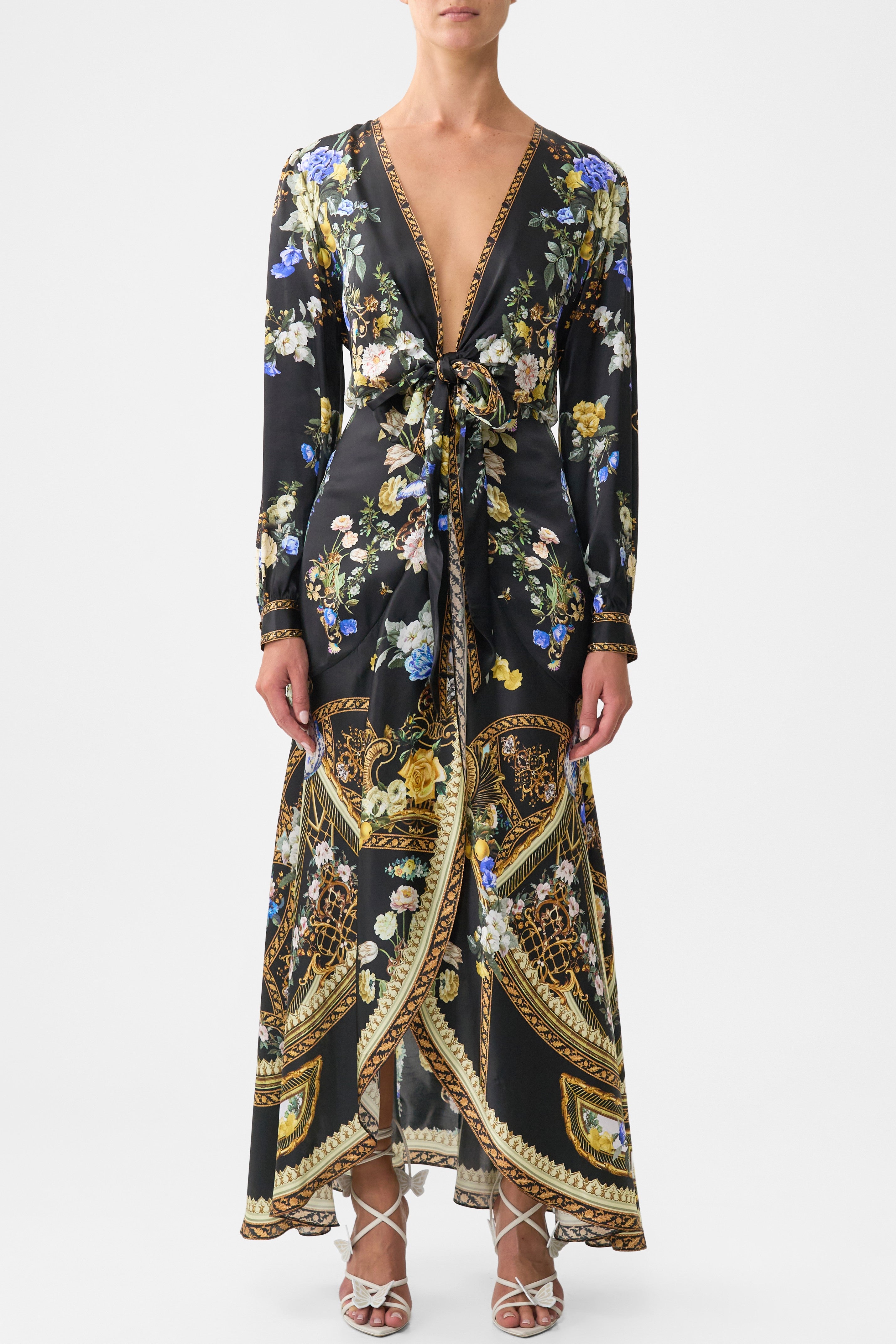 CAMILLA Tie Waist Long Sleeve Dress - Ottoman Elegance - Magpie Style