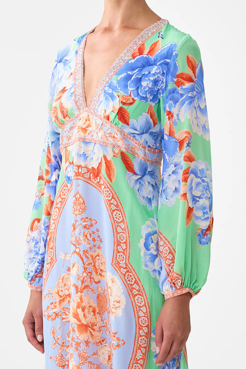 CAMILLA Printed Lantern Sleeve Dress - Topkapi Pop - Magpie Style