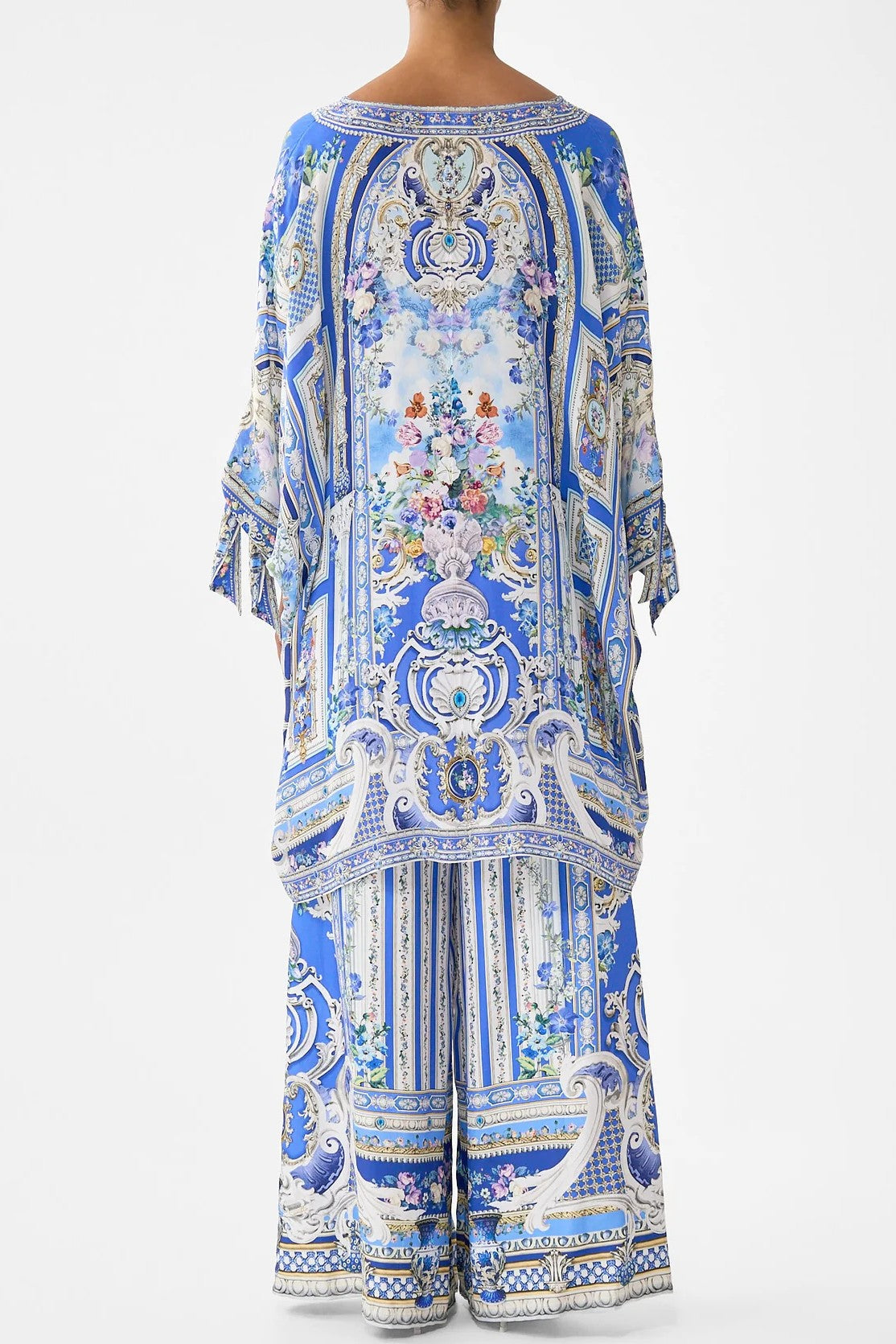 CAMILLA Tie Sleeve Short V Neck Kaftan - Ottoman Opulence - Magpie Style