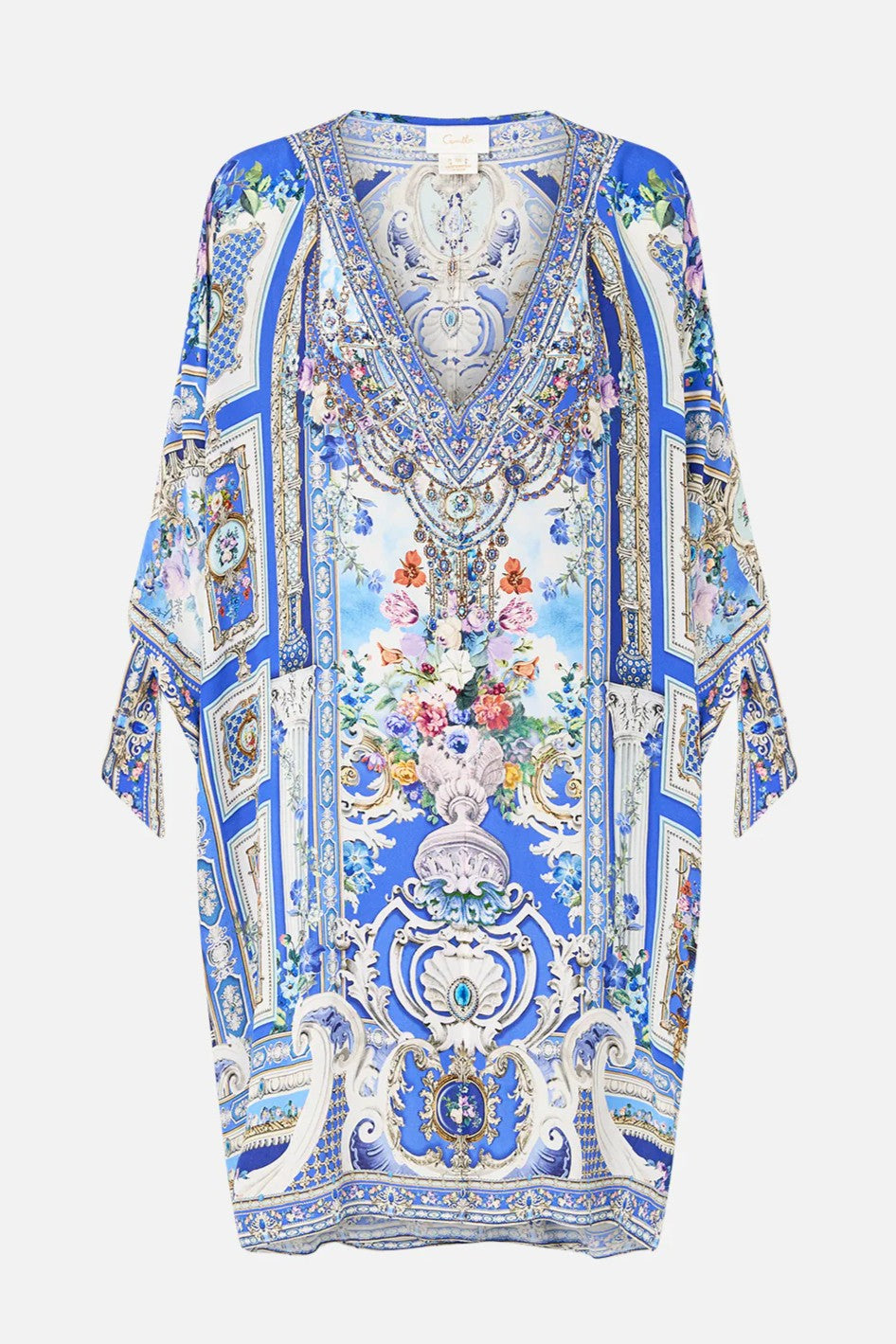 CAMILLA Tie Sleeve Short V Neck Kaftan - Ottoman Opulence - Magpie Style