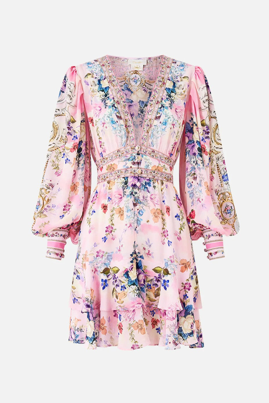 CAMILLA Button Front Frill Dress - Palatial Pastels - Magpie Style