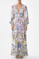 CAMILLA Shaped Waistband Dress with Gathered Sleeves - All About That Lace