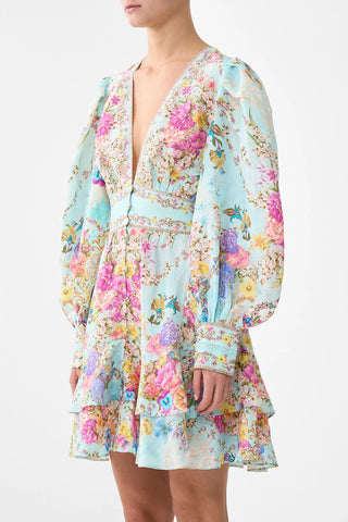 CAMILLA Button Front Frill Dress - Bazaar Blooms