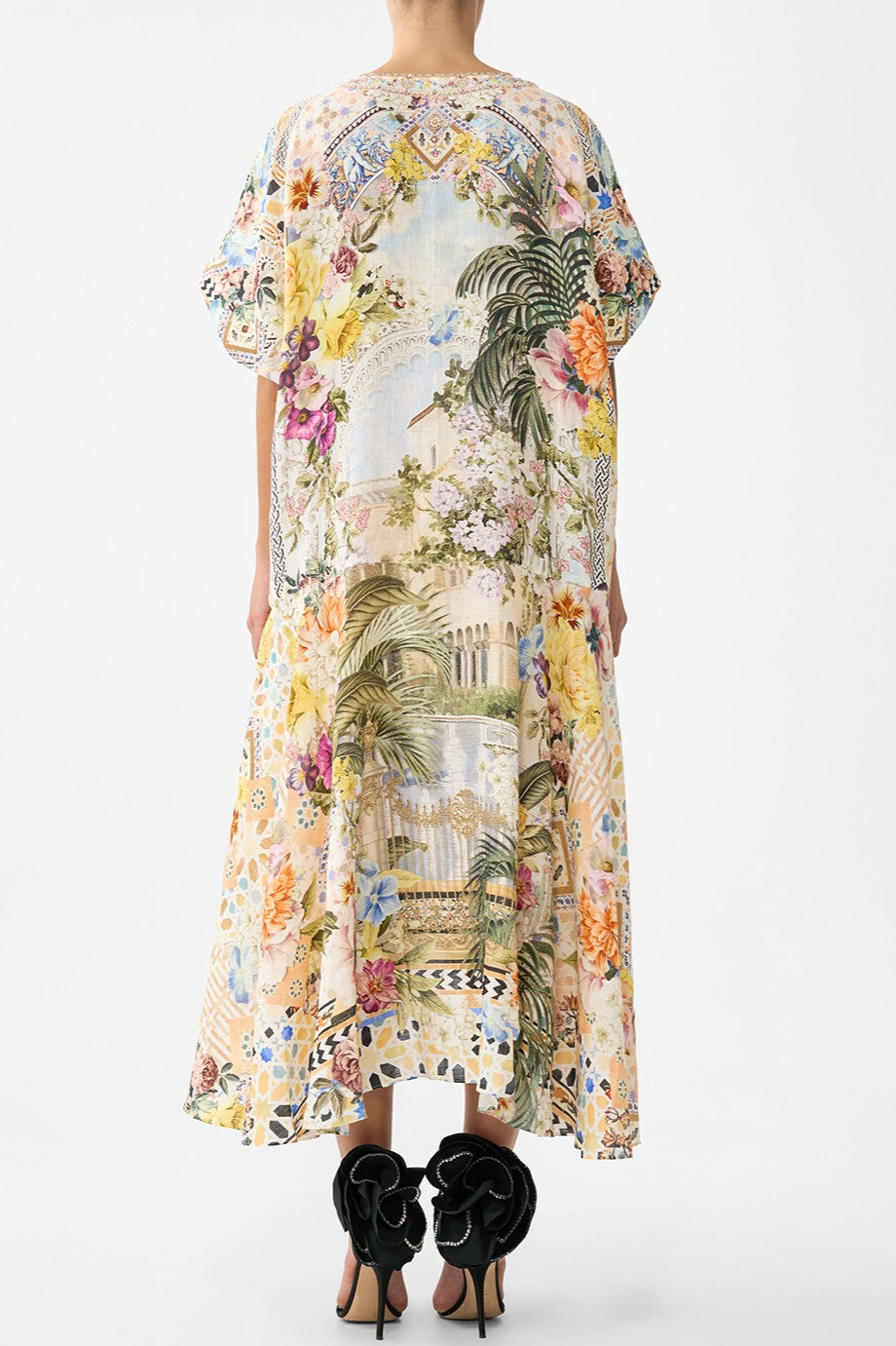 CAMILLA V Neck Kaftan with Drop Waist - The Architects of Alcazar - Magpie Style