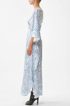 CAMILLA V Neck Lace Up Detail Long Dress - The Hum Of The Alhambra - Magpie Style