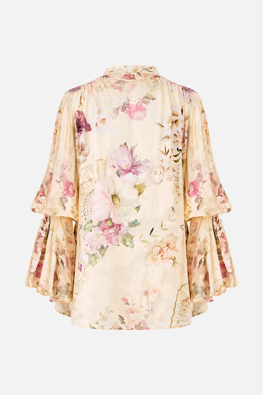 CAMILLA Elastic Sleeve Tie Front Blouse - Adorned In Aranjuez - Magpie Style