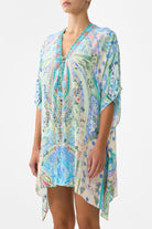 CAMILLA Short Lace Up Kaftan - Midsummer Mosaics - Magpie Style