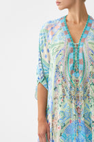 CAMILLA Short Lace Up Kaftan - Midsummer Mosaics - Magpie Style