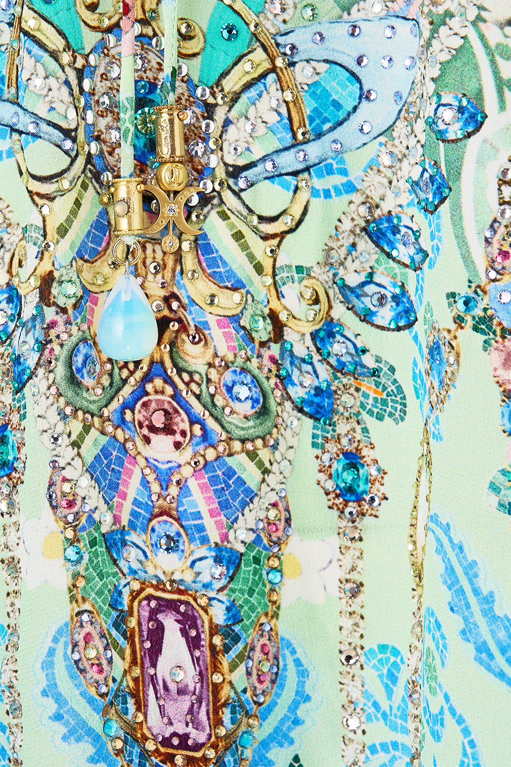 CAMILLA Short Lace Up Kaftan - Midsummer Mosaics - Magpie Style