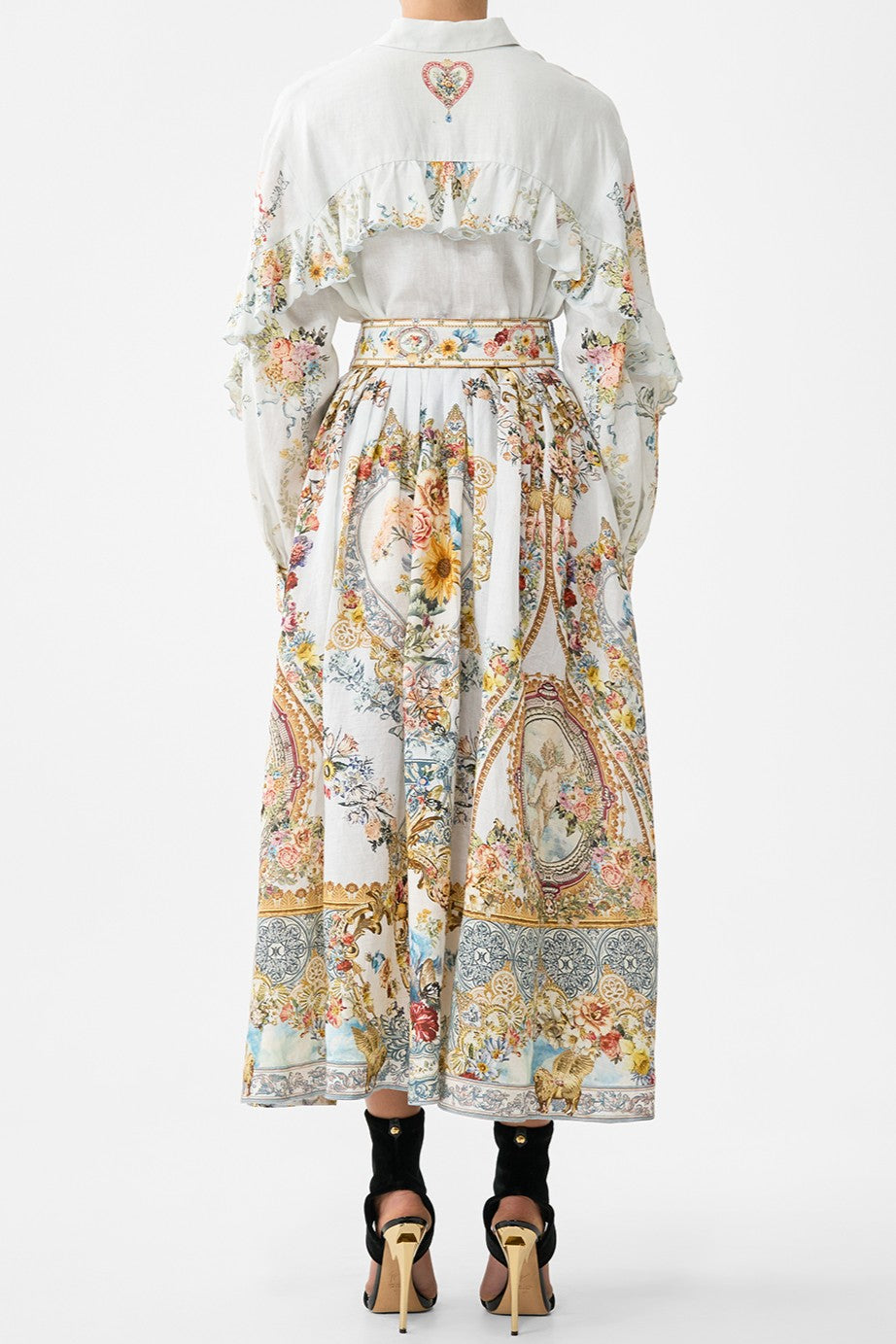 CAMILLA Button Shirt with Frill Detail - Seville Sweetheart - Magpie Style