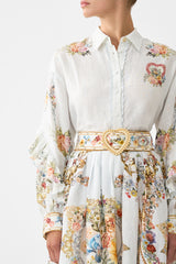 CAMILLA Button Shirt with Frill Detail - Seville Sweetheart