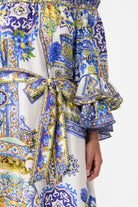 CAMILLA Off Shoulder Midi Dres with Frill Sleeve - Espana Nirvana - Magpie Style