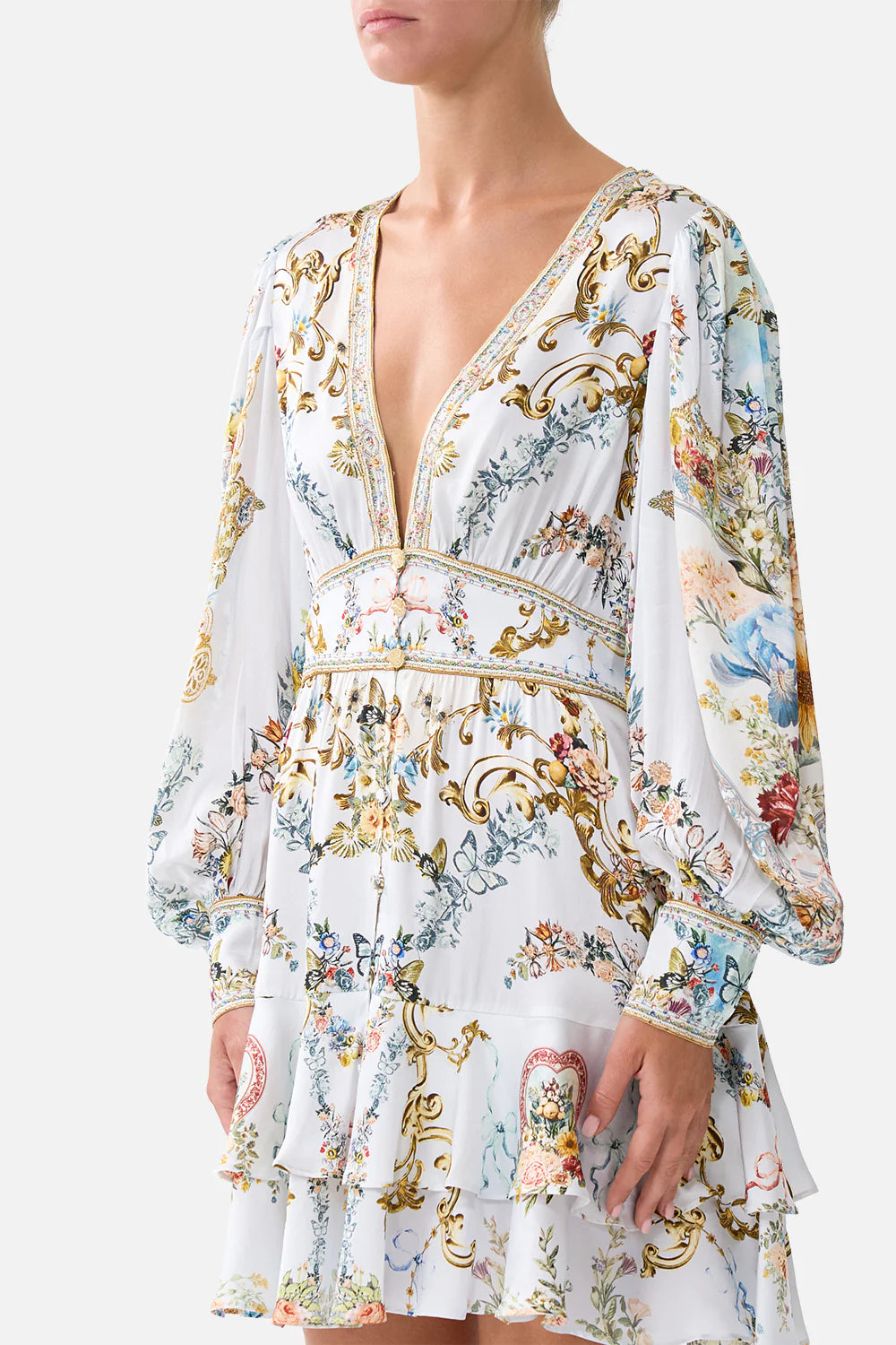 CAMILLA Button Front Frill Dress - Seville Sweetheart - Magpie Style