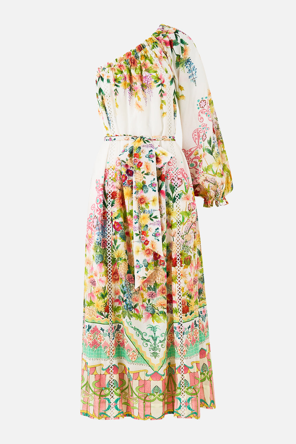 CAMILLA One Shoulder Dress with Blouson Sleeve - The Call of Catalonia - Magpie Style