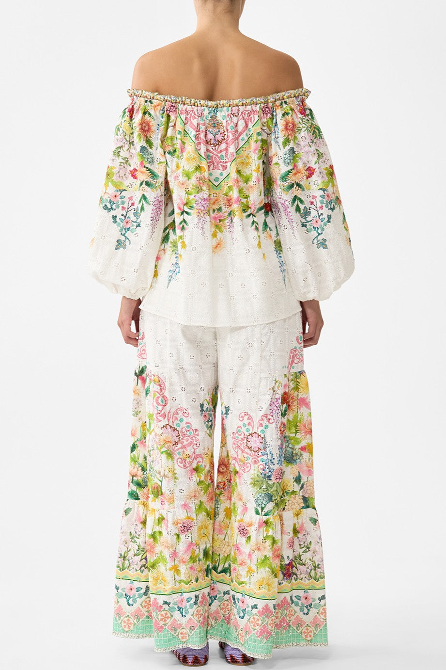 CAMILLA Frill Off Shoulder Top - The Call of Catalonia - Magpie Style