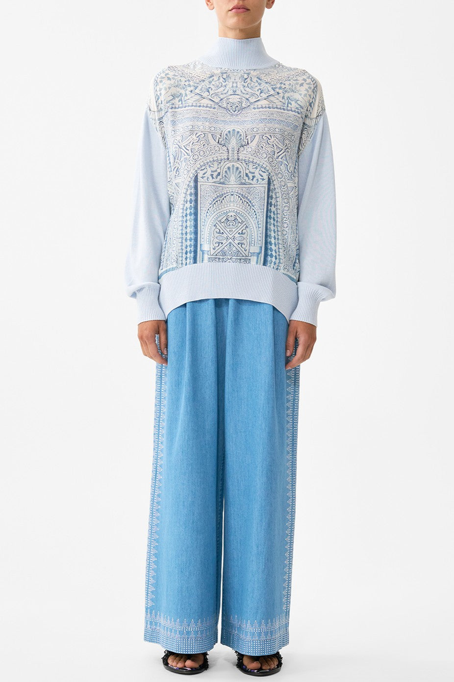 CAMILLA Silk Front Turtle Neck Knit - The Hum Of The Alhambra - Magpie Style