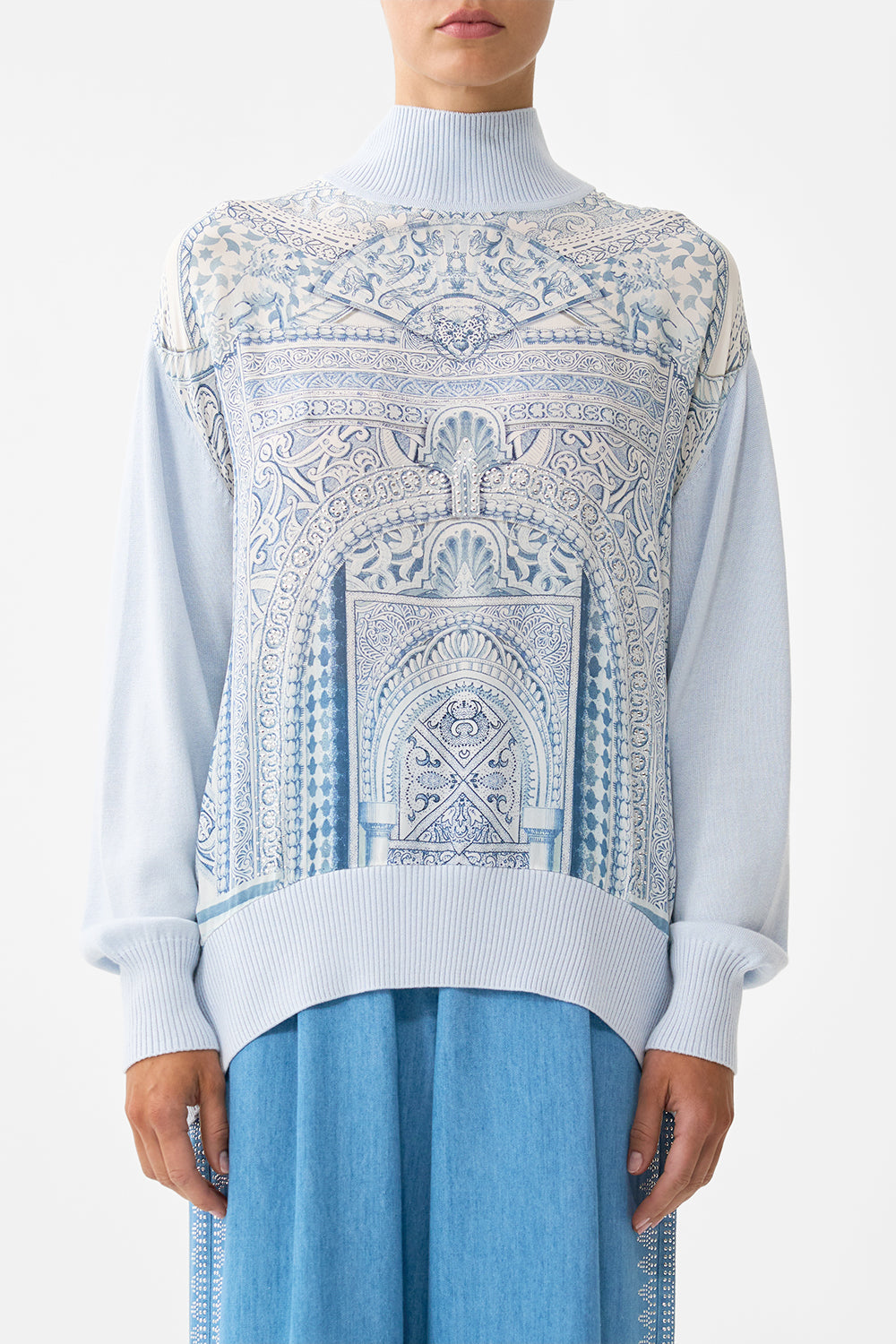 CAMILLA Silk Front Turtle Neck Knit - The Hum Of The Alhambra - Magpie Style