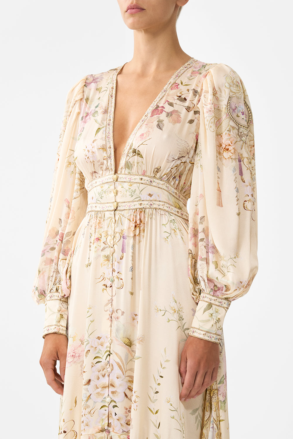 CAMILLA Long Button Front Dress - Adorned In Aranjuez - Magpie Style