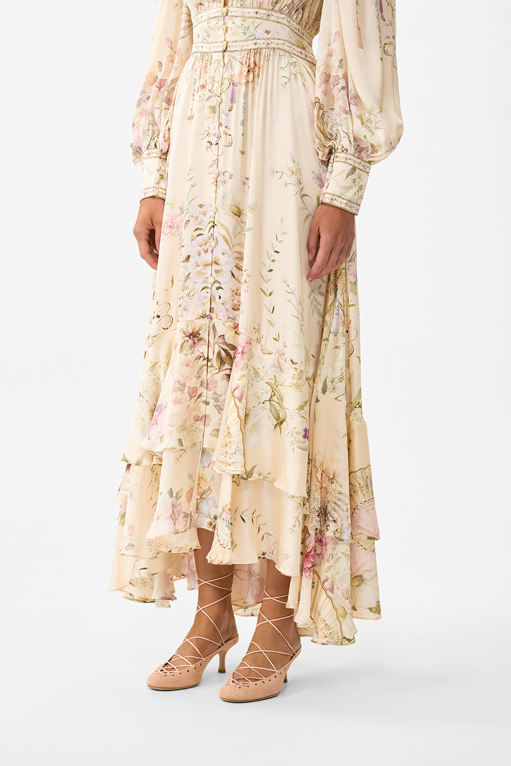 CAMILLA Long Button Front Dress - Adorned In Aranjuez - Magpie Style