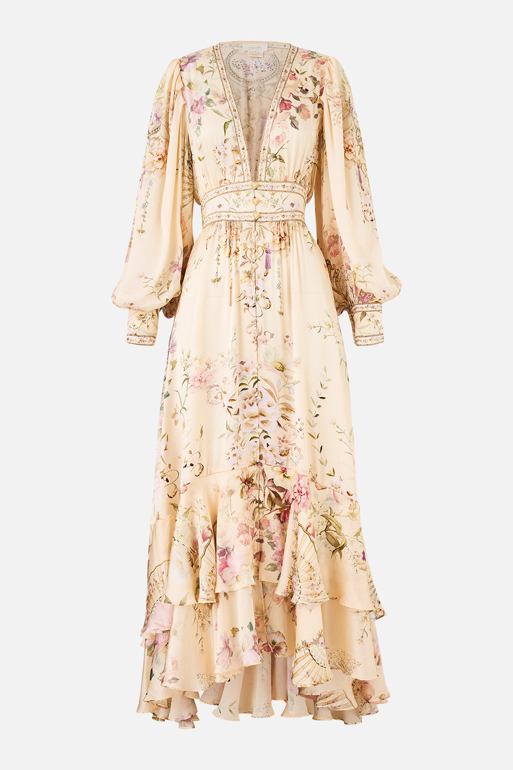 CAMILLA Long Button Front Dress - Adorned In Aranjuez - Magpie Style