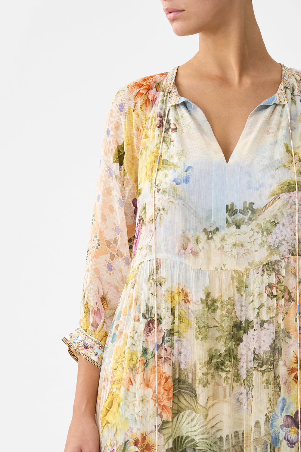 CAMILLA Long Gathered Panel Dress - The Architects of Alcazar - Magpie Style