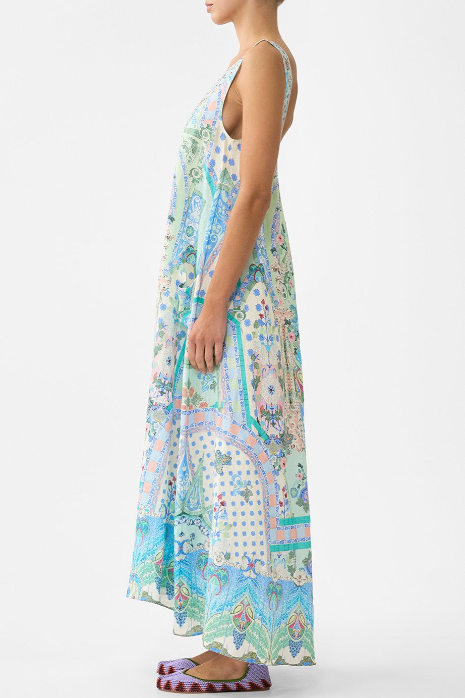 CAMILLA V Neck Pocket Dress with Low Back - Midsummer Mosaics - Magpie Style