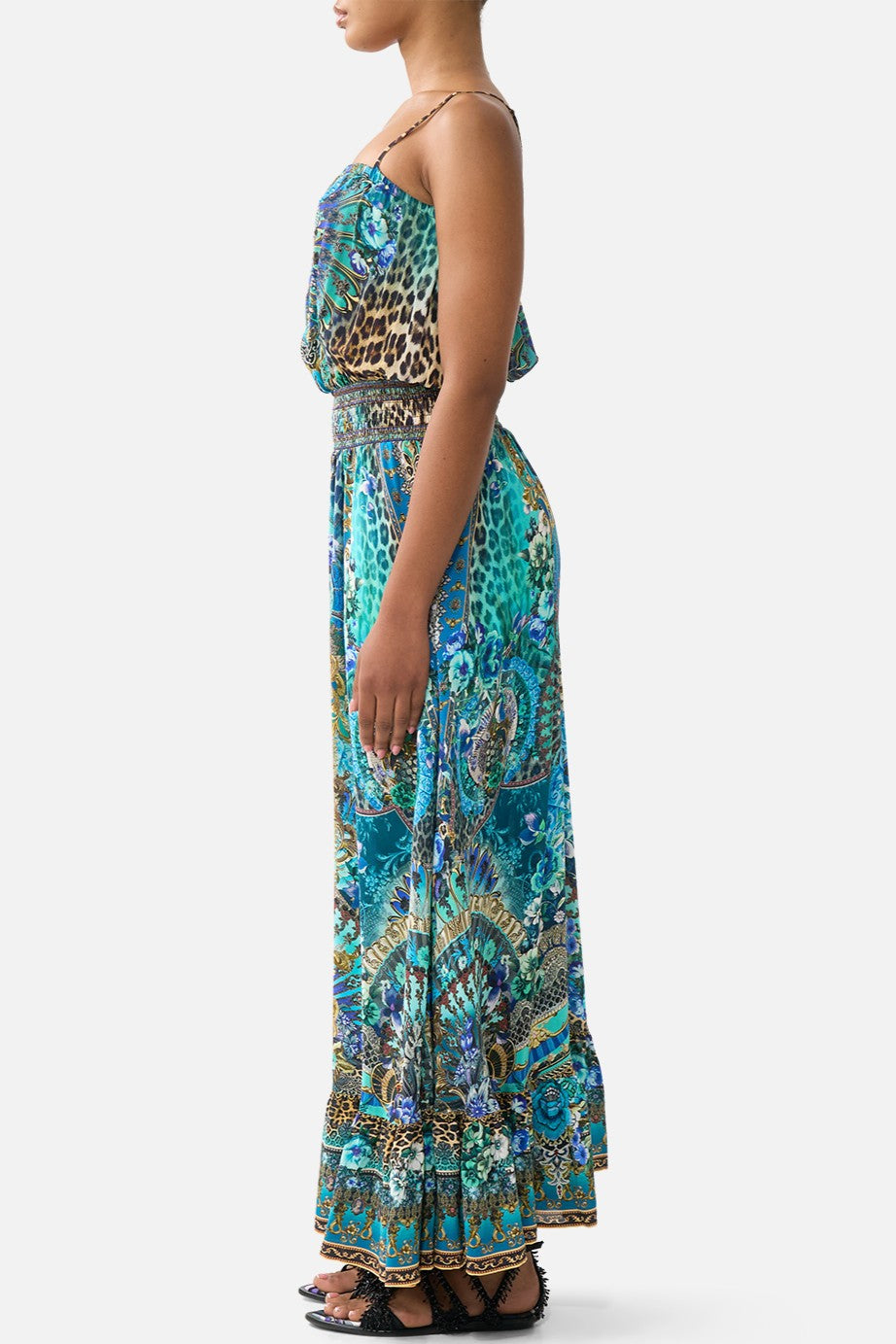 CAMILLA Shirred Waist Long Dress - Flamenco Euphoria - Magpie Style