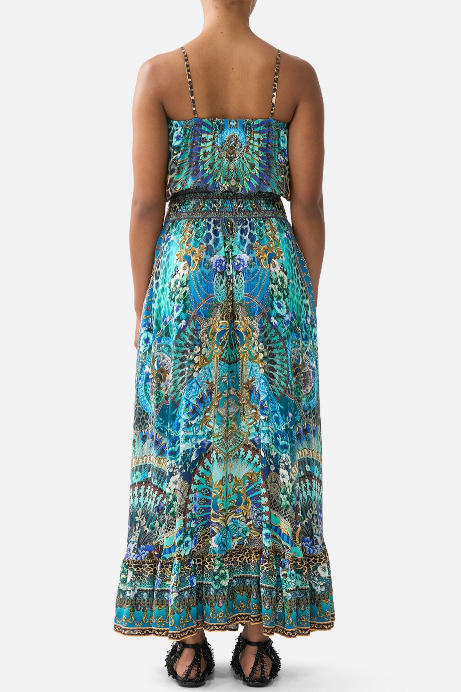 CAMILLA Shirred Waist Long Dress - Flamenco Euphoria - Magpie Style