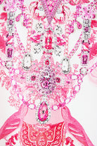 CAMILLA Tie Sleeve Short V Neck Kaftan - Livin La Vida Rosa - Magpie Style