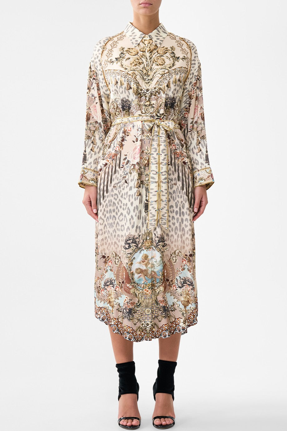 CAMILLA Shirt Dress with Back Button Detail - Aranjuez Animalia