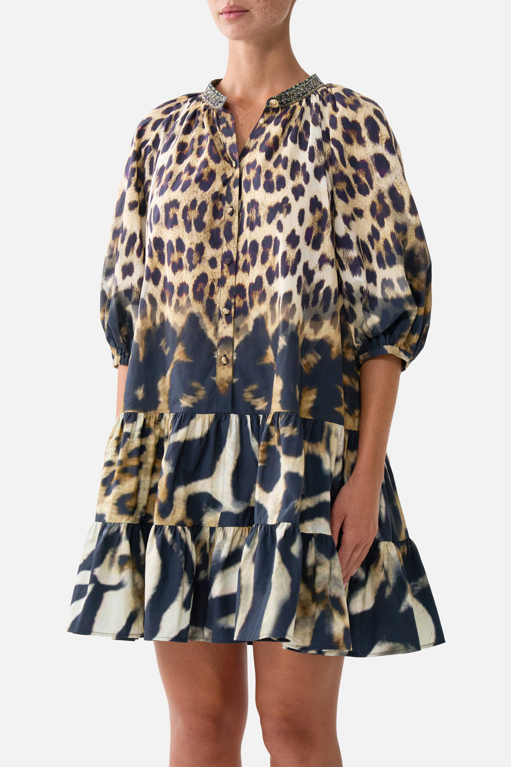 CAMILLA Puff Sleeve Shirt Dress - Leotigra Land