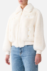 CAMILLA Faux Fur Bomber with Pocket Details - Midsummer Masterpiece