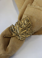 Feuille Leaf Napkin Ring in Antique Brass