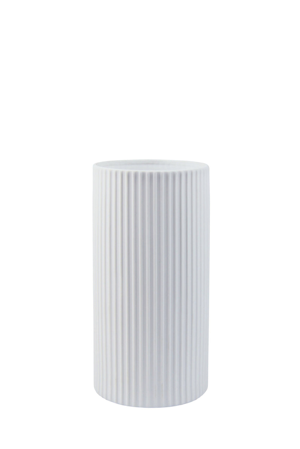 Table Lamp Cylindrical Lines Medium - Matt White