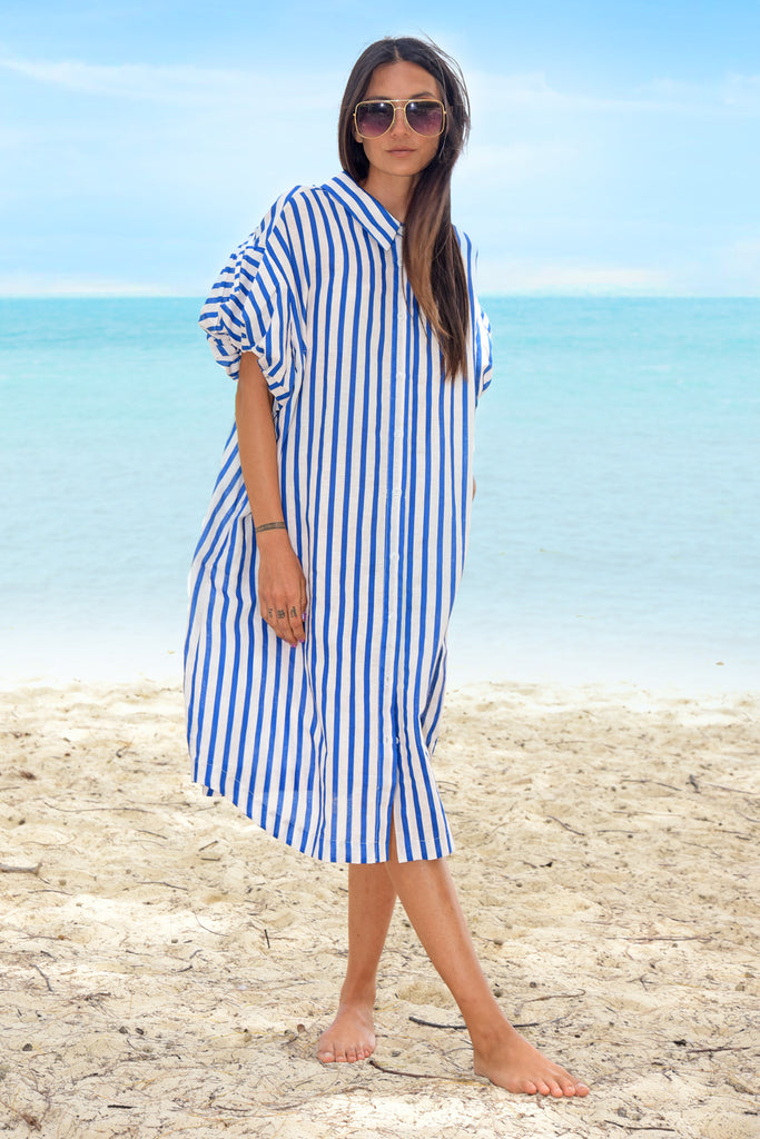 COOPER Twist and Shout Dress - Blue Stripe - Magpie Style