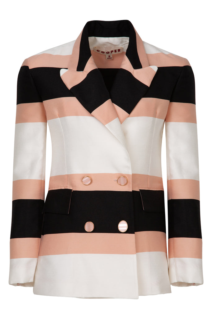 COOPER Suiting Point Jacket - Black & Pink Stripe - Magpie Style