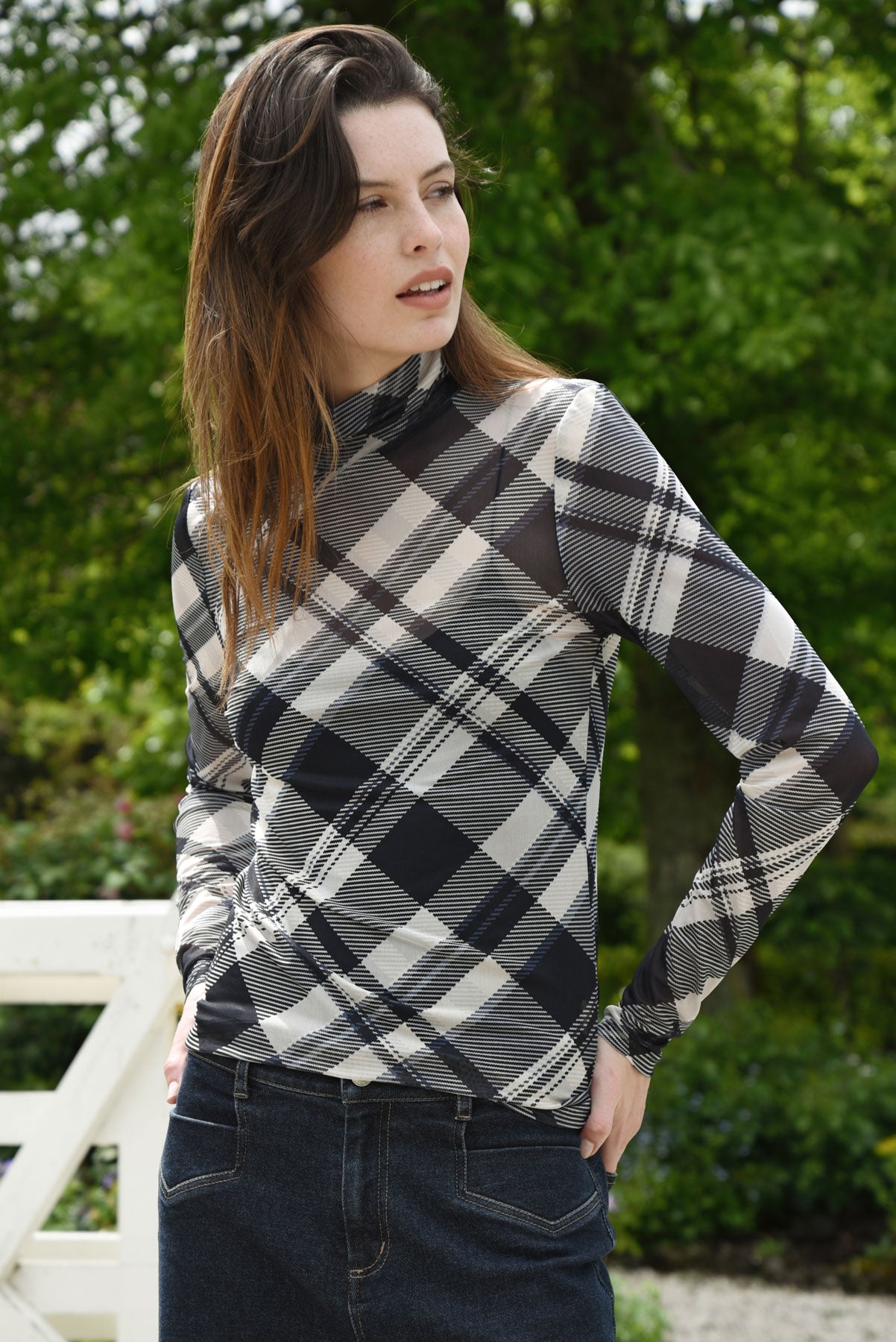 COOPER Its Neck and Neck Top - Stone Check - Magpie Style