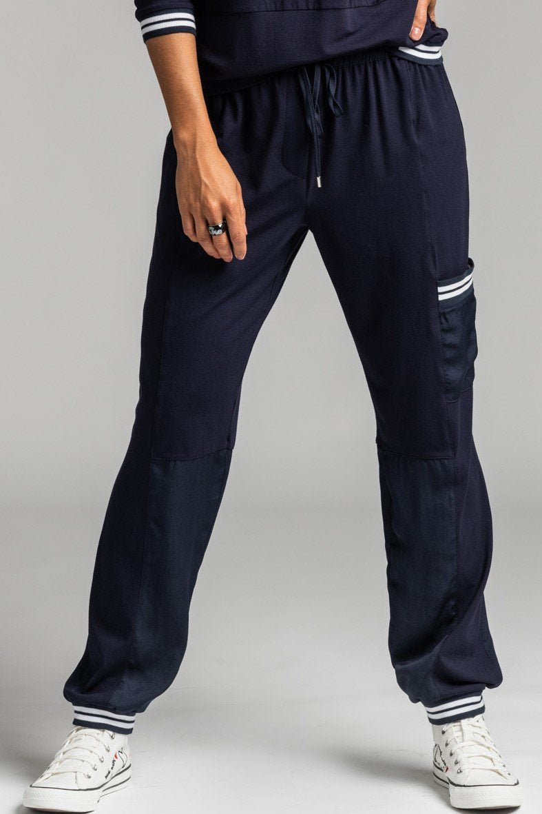 PAULA RYAN RELAXED Panelled Cargo Pant - Viscose Jersey - Black/White - Paula Ryan