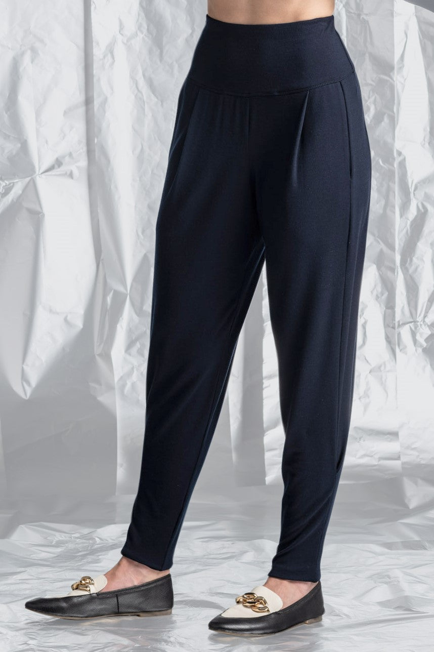 PAULA RYAN Ankle Pleat Basque Pant - Merino Navy
