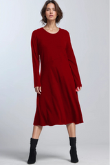PAULA RYAN A Line Swing Dress - Red Merino
