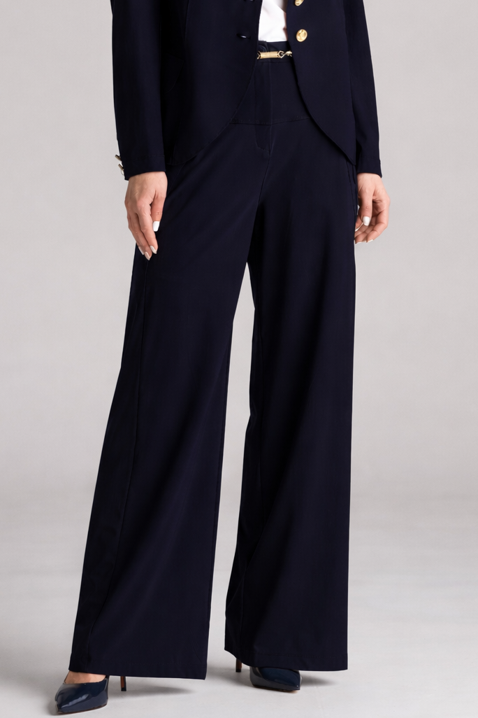 PAULA RYAN Wide Leg Pant - Microjersey Navy