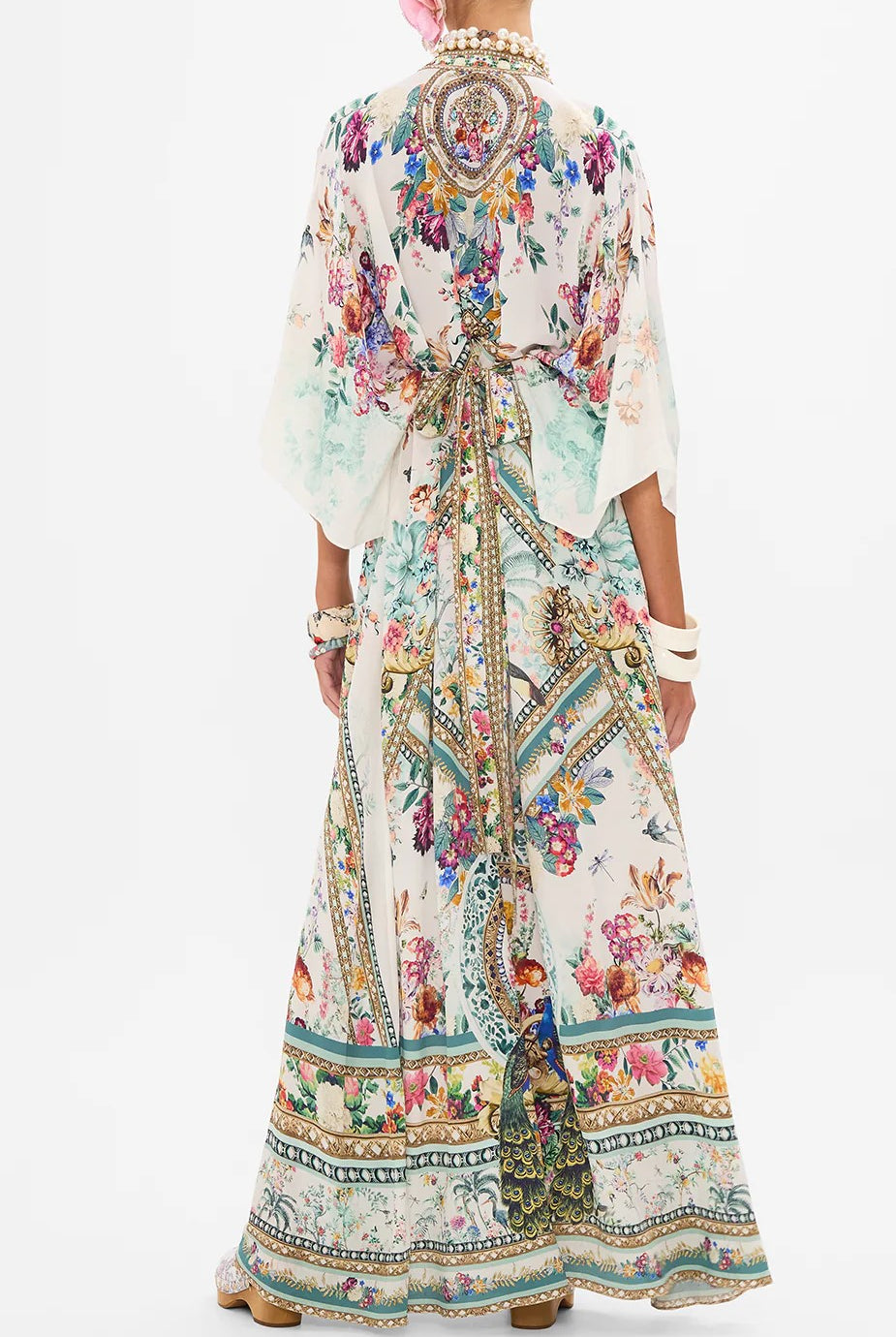CAMILLA -  Waist Tie Long Kaftan - Plumes and Parterres - Magpie Style